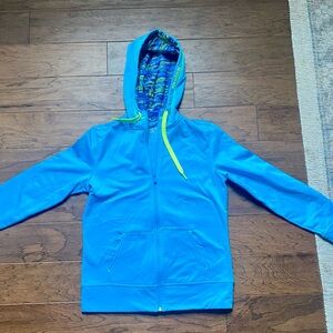 Reebok Blue Sweatshirt with Hood and Full-Length Zipper
